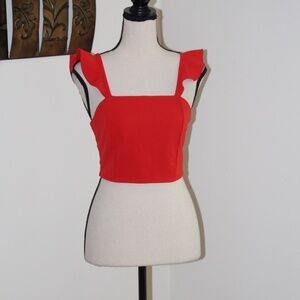 Toska, cropped ruffle sleeve shirt that ties in the back